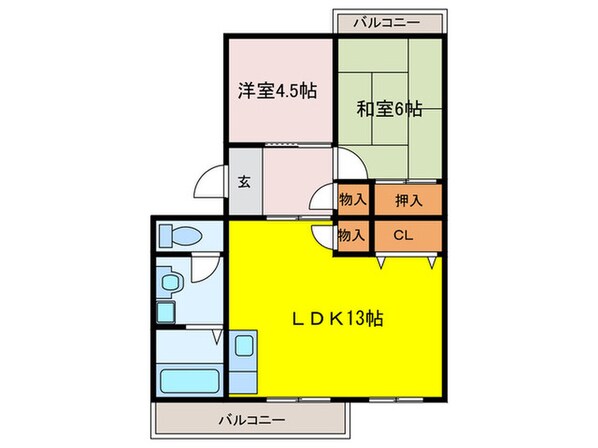 サニーホームズ横山の物件間取画像